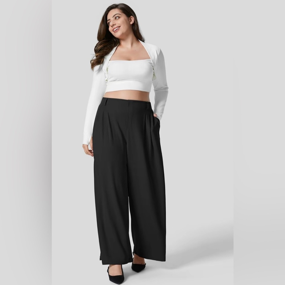 NWOT Halara, Flex, High-Waisted, Wide Leg, Waffle Work Pants, Petite, 16 (xl)